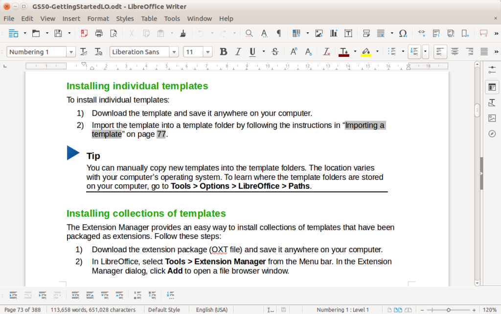 LibreOffice Screen