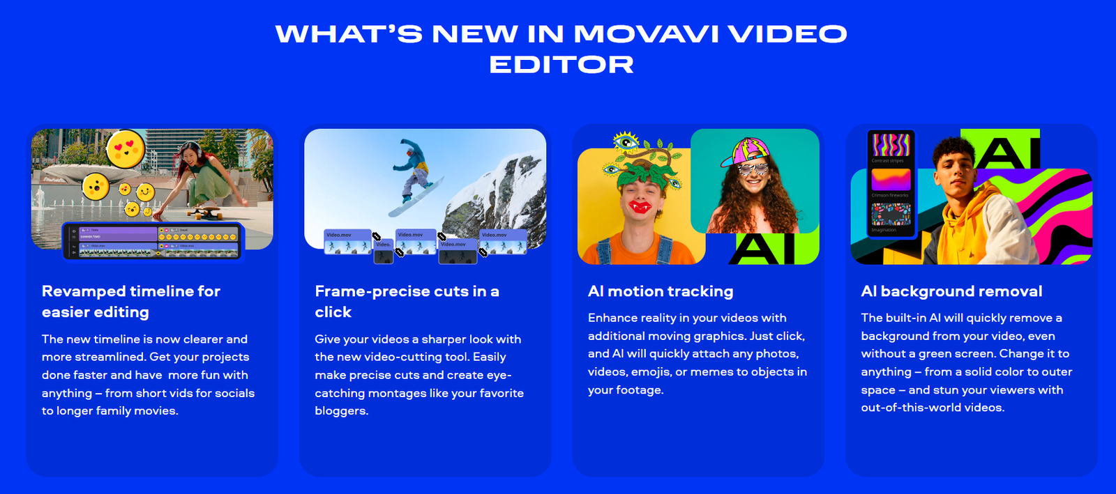 Movavi Video Editor features from Official Website