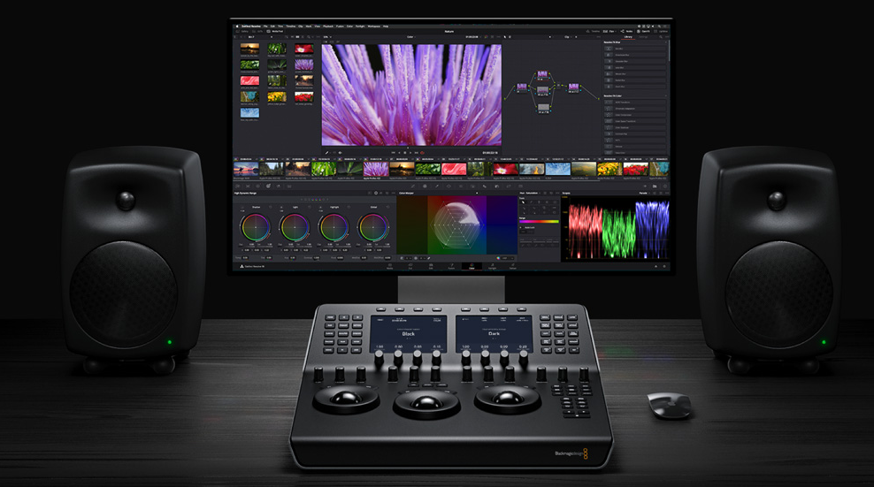 DaVinci Resolve 19 Interface on a screen and some audio tools