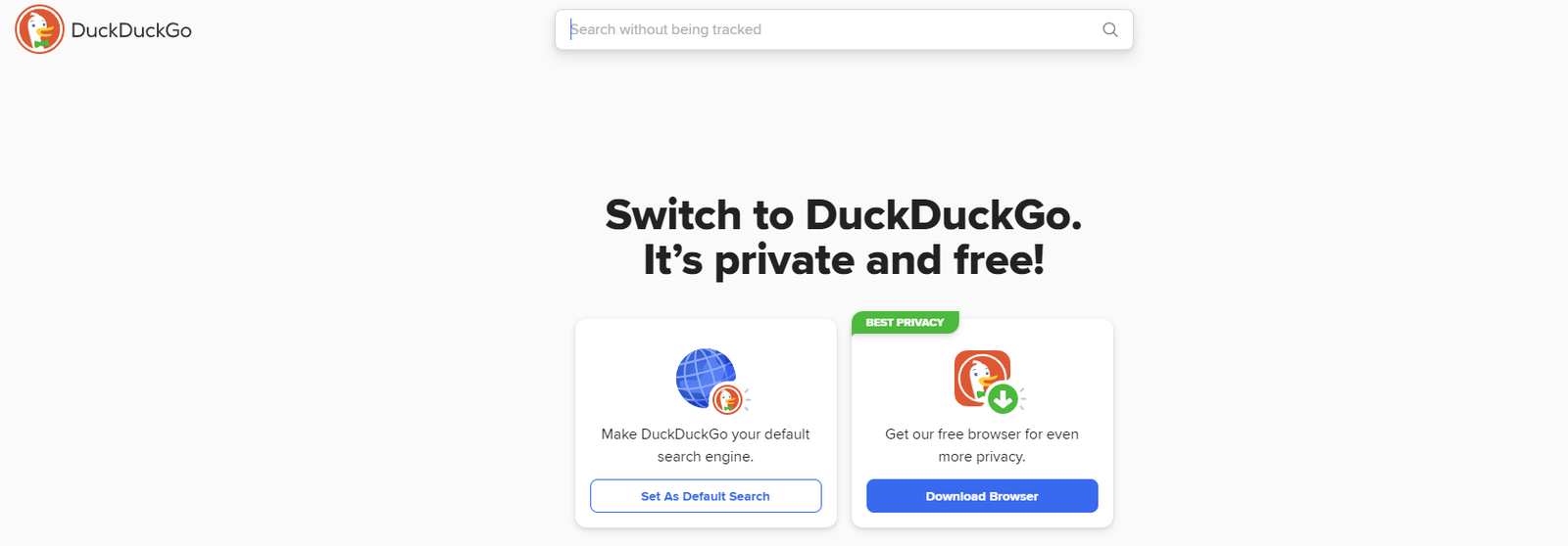 DuckDuckGo Website Screenshot