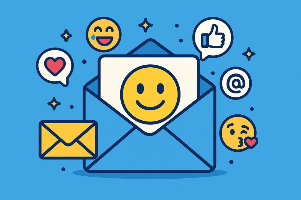Emoji on Email vector image colored with smiles
