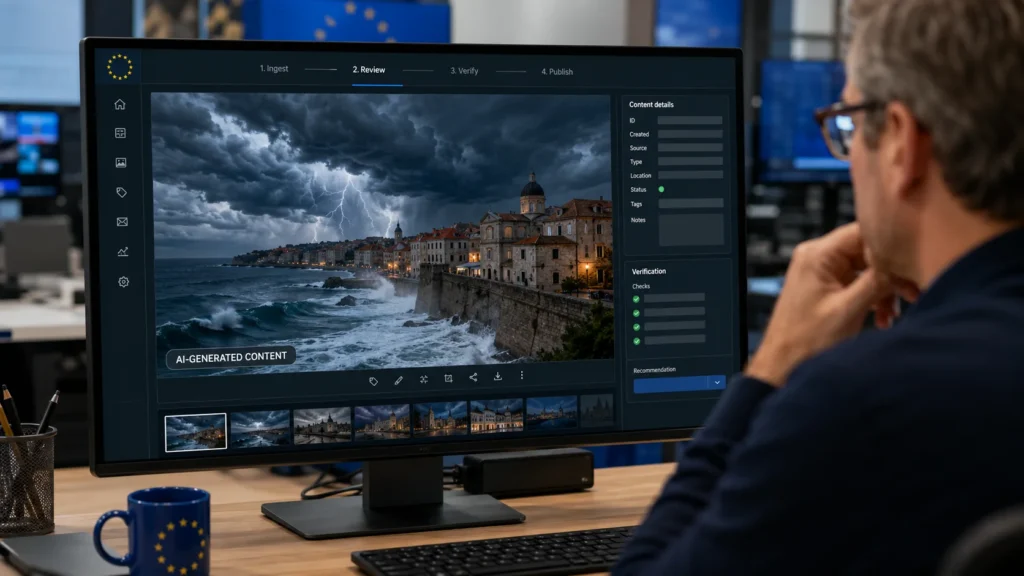 EU AI Act transparency rules shown through clearly labeled AI-generated content