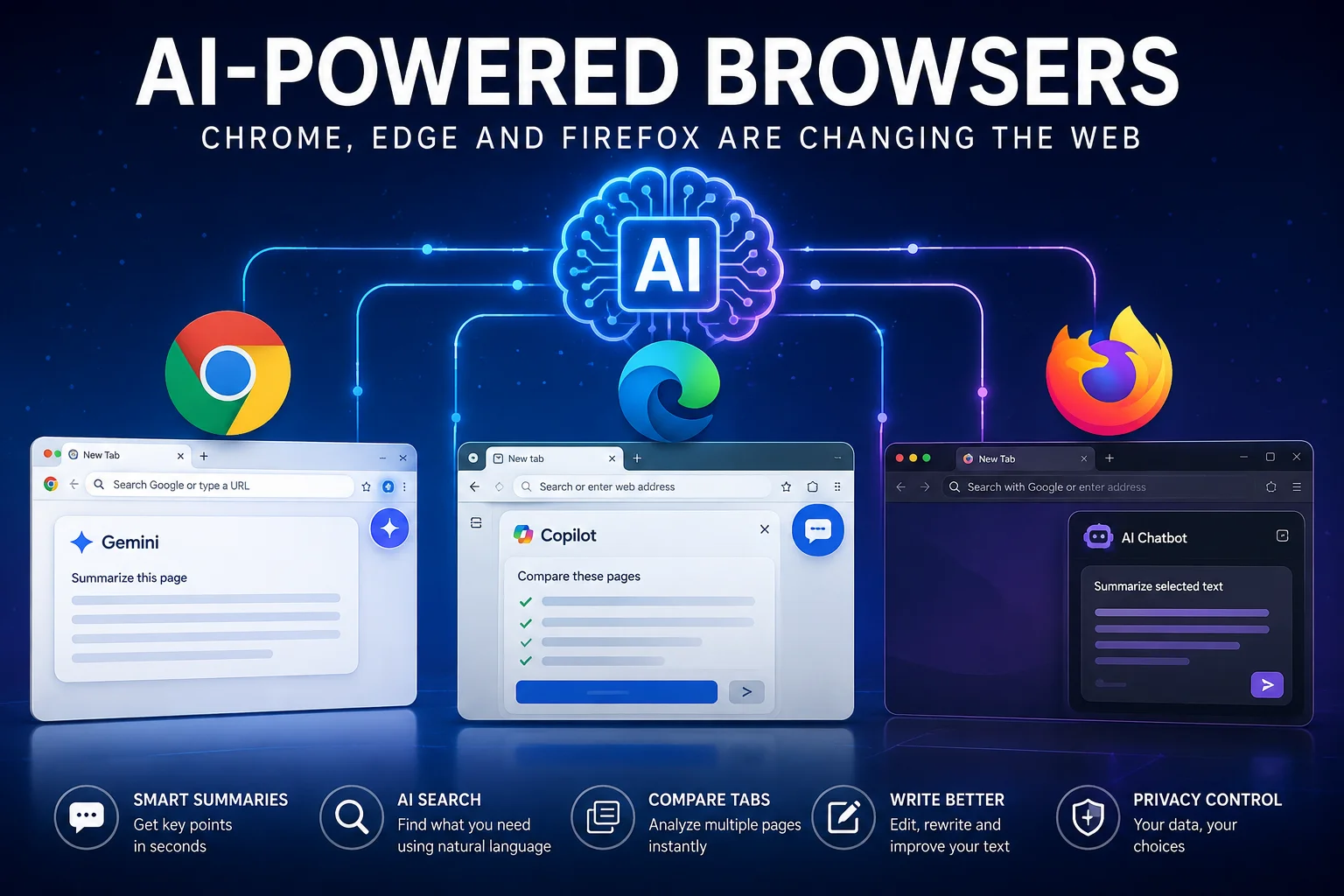 AI-powered browsers in Chrome, Edge and Firefox