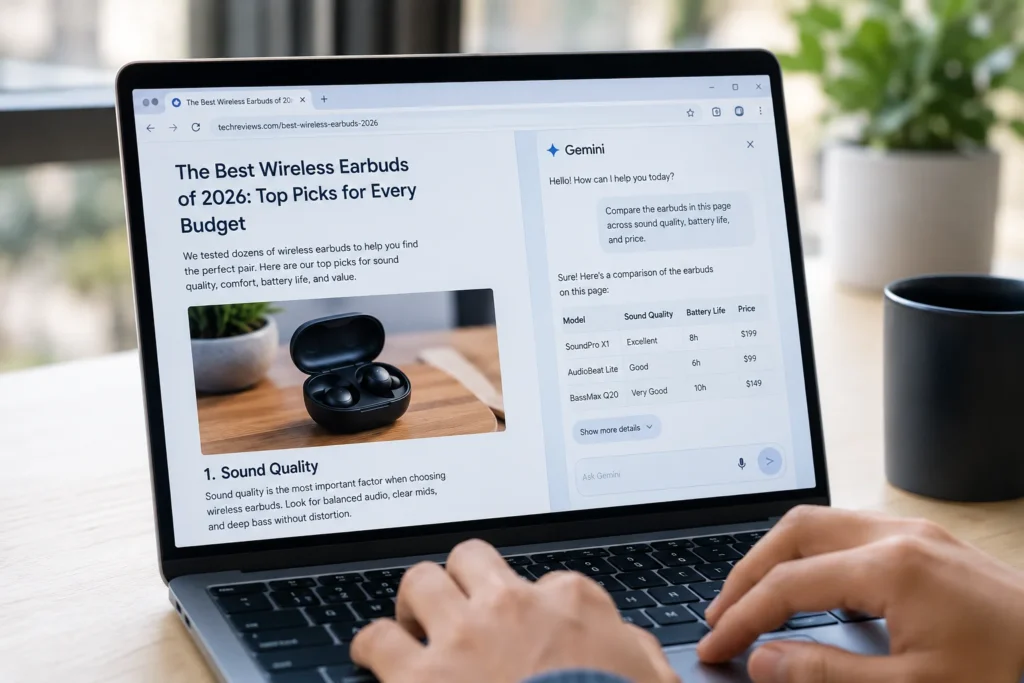 AI-powered browser comparing products with Gemini in Chrome