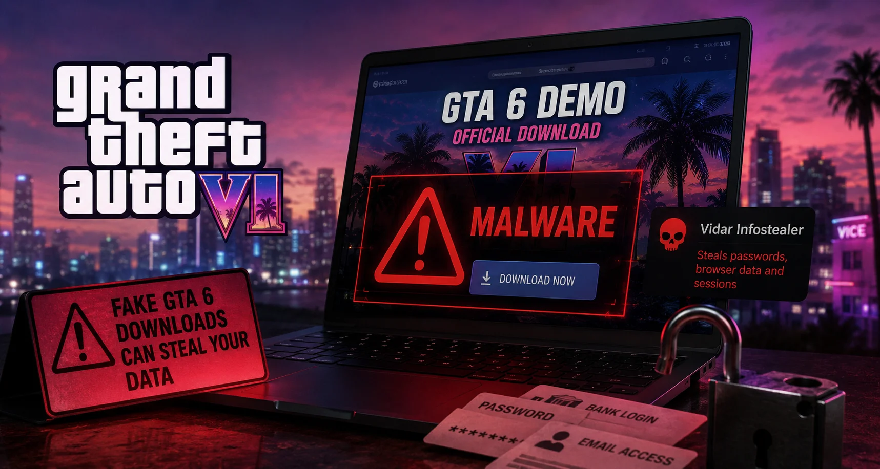 Fake GTA 6 downloads spreading Vidar infostealer malware and stealing user data